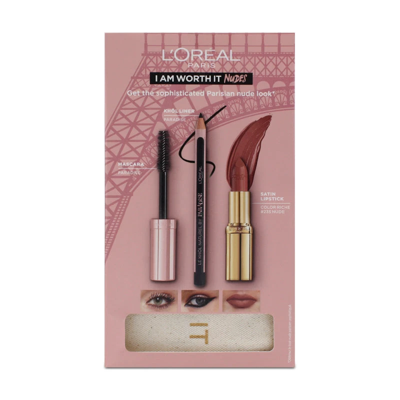 L'Oreal Black Mascara Eyeliner Lipstick 235 Set I Am Worth It Nudes 2 L'Oreal Black Mascara Eyeliner Lipstick 235 Set I Am Worth It Nudes - Image 2