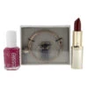 Essie L'Oreal Lipstick 335 Carmin Rose Gold Bracelet & Earring Set