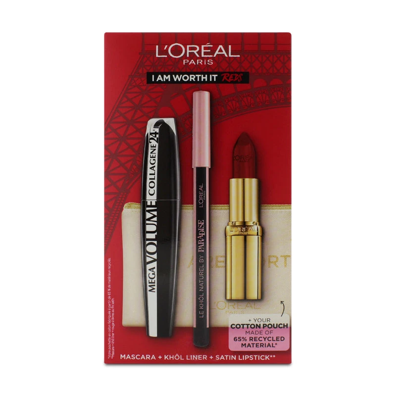 L'Oreal I Am Worth It Black Mascara Eyeliner & Red Lipstick Gift Set 7 L'Oreal I Am Worth It Black Mascara Eyeliner & Red Lipstick Gift Set - Image 7