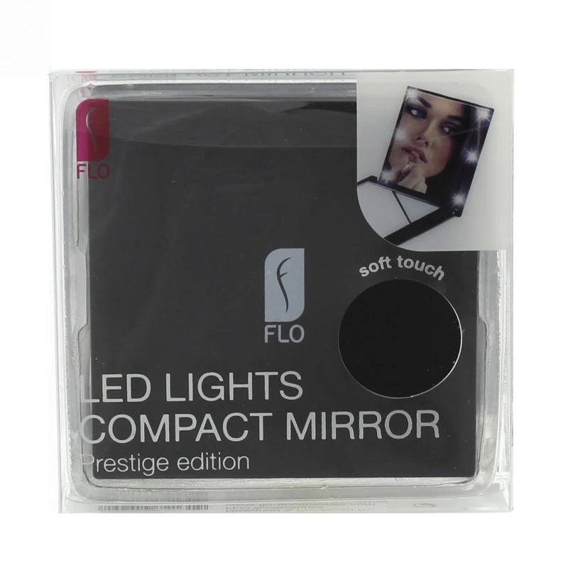 FLO LED Lights Compact Makeup Mirror Black 2 FLO LED Lights Compact Makeup Mirror Black - Image 2