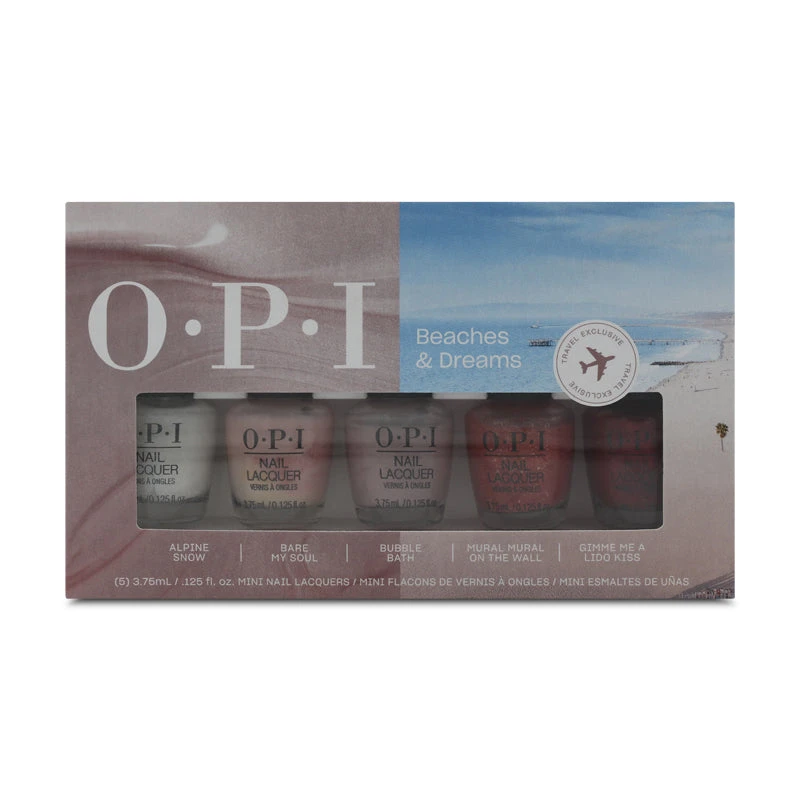 OPI Beaches & Dreams Nail Polish Set - 5 Mini Bottles (Blemished Box) 2 OPI Beaches & Dreams Nail Polish Set - 5 Mini Bottles (Blemished Box) - Image 2