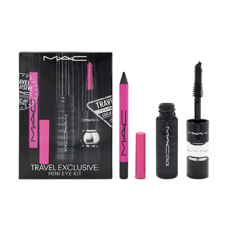 MAC Black Mac Stack Mascara & Eyeliner Travel Eye Kit Make Up Set 1 MAC Black Mac Stack Mascara & Eyeliner Travel Eye Kit Make Up Set