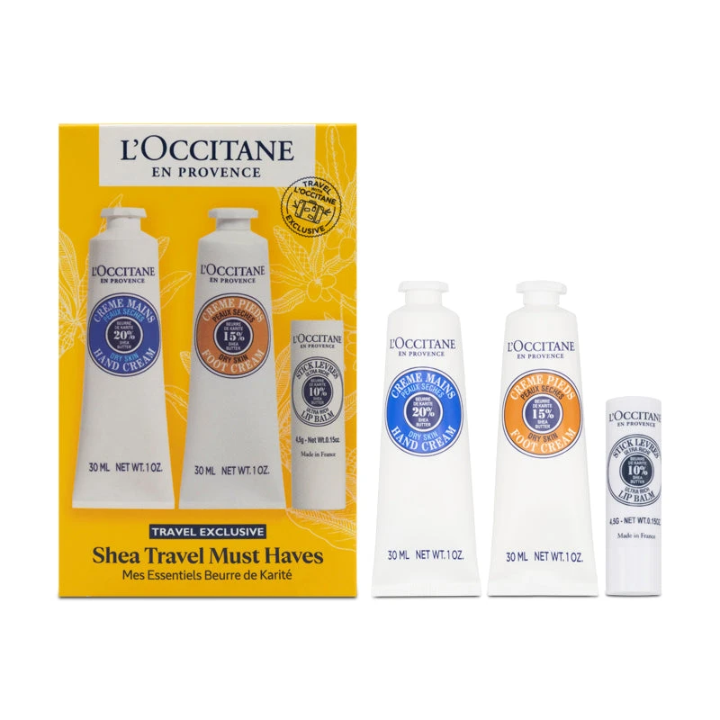 L'Occitane Shea Travel Set - Hand Foot Creams & Lip Balm (Blemished Box) 1 L'Occitane Shea Travel Set - Hand Foot Creams & Lip Balm (Blemished Box)
